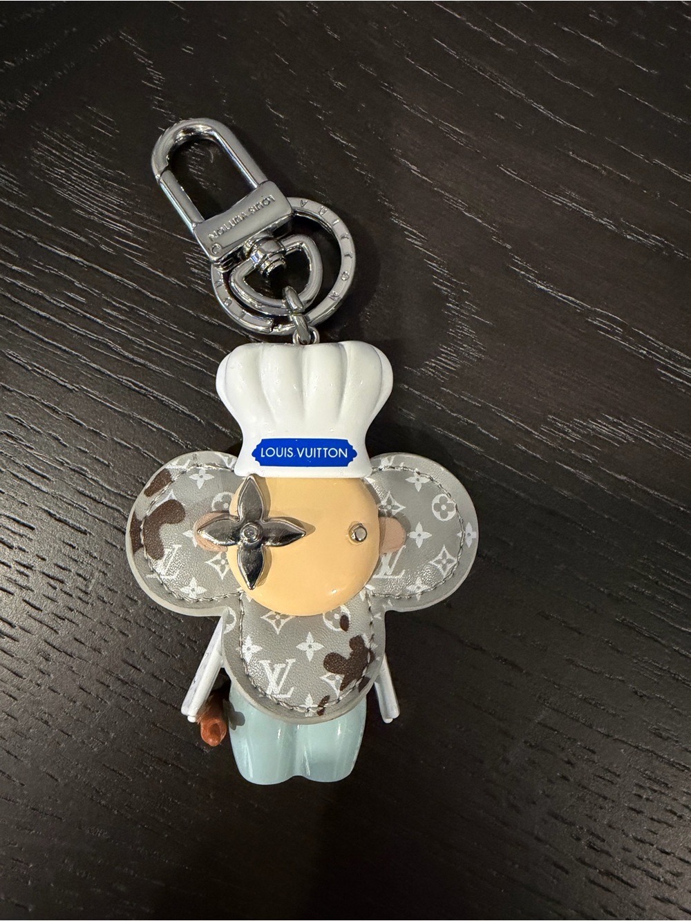 Baker / Chef character Grey Monogram Key Charm